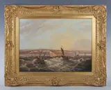 Frederick Calvert, Marine scene of fishing boats sailing off the coast of Ryde, Isle of Wight, 1839, oil on canvas