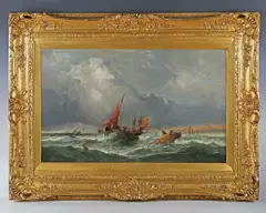 Ralph Reuben Stubbs, Vessels off a coast, 1856, oil on canvas