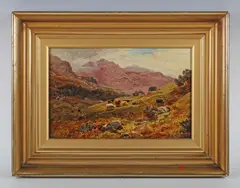 William Davies, Cattle grazing in a Highland landscape, 1887, oil on canvas