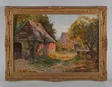 Ernest Walbourn, Farmyard scene; Country lane, a pair, oil on board