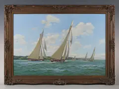 Stephen J. Renard, Britannia & Satanita off Norris Castle I.O.W, oil on canvas