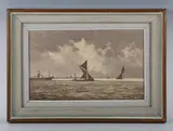 Hugh Boycott-Brown, Vessels off a coast, oil on board