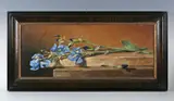 Jonathan D. Pocock, Still life of irises on a ledge, oil on canvas