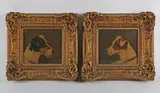 John Alfred Wheeler, Head studies of a Fox Terrier and a Jack Russell, a pair, oil on board
