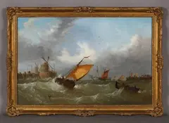 James Webb, The harbour mouth, oil on canvas