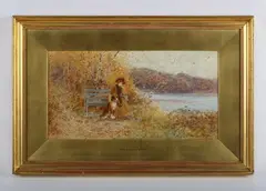 Thomas James Lloyd, At the rendez-vous'; 'Milking time', a pair, 1898, watercolour