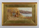 Thomas James Lloyd, At the rendez-vous'; 'Milking time', a pair, 1898, watercolour