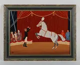 Vincent Haddesley, Circus scene with rearing horse and ringmaster, oil on canvas