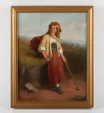 William F. Hardy, Country girl, oil sketch on canvas
