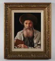 A Moment’s Pause (The Rabbi) by Otto Eichinger, oil on panel, sold Mar 2026