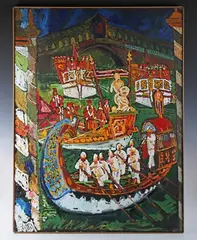 John Bratby, Venice Carnival, oil on canvas