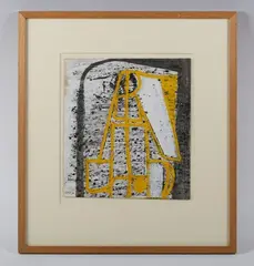 Peter Lanyon, Untitled - (Yellow Construction), c.1950, watercolour and gouache 25cm x 22cm