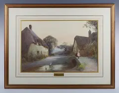 John White, Cottages, N. Devon,’ watercolour and bodycolour