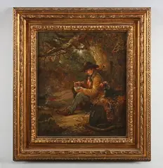 Edward Robert Smythe, Rustic Companions, oil on canvas