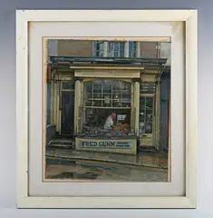 Michael Grey-Jones, Out with the Old?': Fred Gunn fishmongers, St James St, Brighton, watercolour and gouache