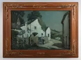 Albert Moulton Foweraker, Devon cottages at dusk, a pair, watercolour heightened with touches of bodycolour