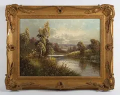 Sidney Yates Johnson, River landscapes, a pair, oil on canvas