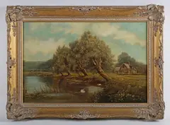 Sidney Yates Johnson, River landscape, oil on canvas