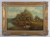 Sidney Yates Johnson, River landscape, oil on canvas