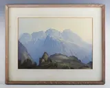 Delmar Harmood Banner, Mountainscape, watercolour