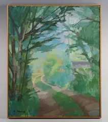 Lawrence Gowing, Woodland path, oil on canvas