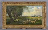 William Sidney Cooper, Sturry Marshes, Kent': sheep resting in a summer landscape, 1909, oil on canvas