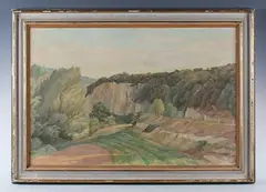 Percy Horton, Quarry and Melon Field, Provence, oil on canvas