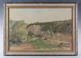 Percy Horton, Quarry and Melon Field, Provence, oil on canvas