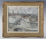 Germaine Nordmann, City scene, oil on board