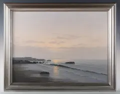 Guy Gladwell, Coastal scene at sundown, oil on canvas