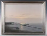 Guy Gladwell, Coastal scene at sundown, oil on canvas