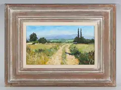 Marcel Gatteaux, Path from Bonneaux, oil on board
