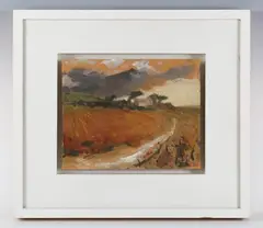 David Pearce, The Old Farm: landscape with farm buildings, Cornwall, watercolour and gouache