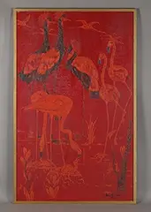 Robert Winthrop Chanler, Flamingos, 1922, oil and mixed media on board