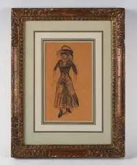 William James Glackens, Study of a woman walking, charcoal