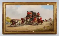 John Maggs, The Exeter to London mail coach at speed, oil on canvas