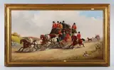 John Maggs, The Exeter to London mail coach at speed, oil on canvas