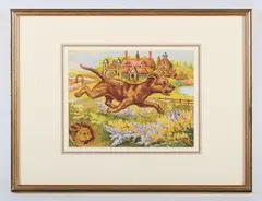 Louis Wain, Let the Dog see the Rabbit, watercolour and bodycolour