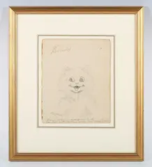 Louis Wain, Those with feelings wondrous kind/Can love with felines ever bind’: study of a smiling cat, pencil