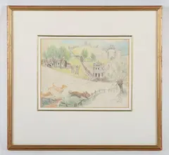 Louis Wain, The Chase, coloured crayon and pencil