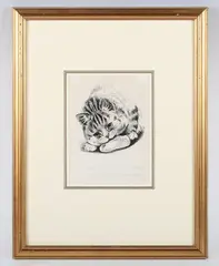 Louis Wain, Oh, I do like something nice to eat, the nearer the bone the sweeter the meat, pen and ink