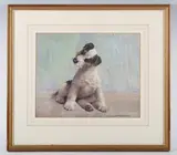 Lucy Marguerite Frobisher, Quizzical puppy, watercolour