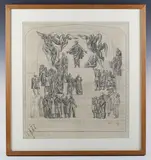 Hans Feibusch, Study for Christ in Glory at St. Sidwells, Exeter, pencil