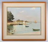 Marcel Dyf, Voile rouge au Logeo, oil on canvas