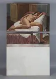 Henrik von Gerber, Reclining female nude on a bed, oil on two canvases