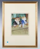 Susan Herbert, At the Bar (Toulouse Lautrec), watercolour and bodycolour