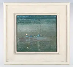 Brian Peacock, Fishermen resting, Evening, oil on board