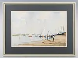Edward Wesson, White Sails, Blakeney, watercolour over pencil