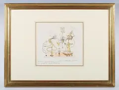 Frederick Rowland Emett, Sonic Control in the form of especially silenced snake-charming', one of the details of the Honeywell-Emett ‘Forget-me-not’ computer (illustration for working machine built in 1966), pen, ink