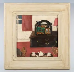 The Rovers Return 2007, Mum and Dad comfy seats watching Coronation Street by Gary Bunt, 2007, oil on canvas, sold Mar 2025